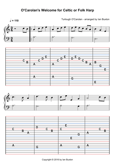 O'Carolan's Welcome for Celtic or Folk Harp (arr. Ian Buxton)