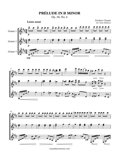 Chopin Prelude in B minor - Guitar Trio (arr. Sean Atkinson)