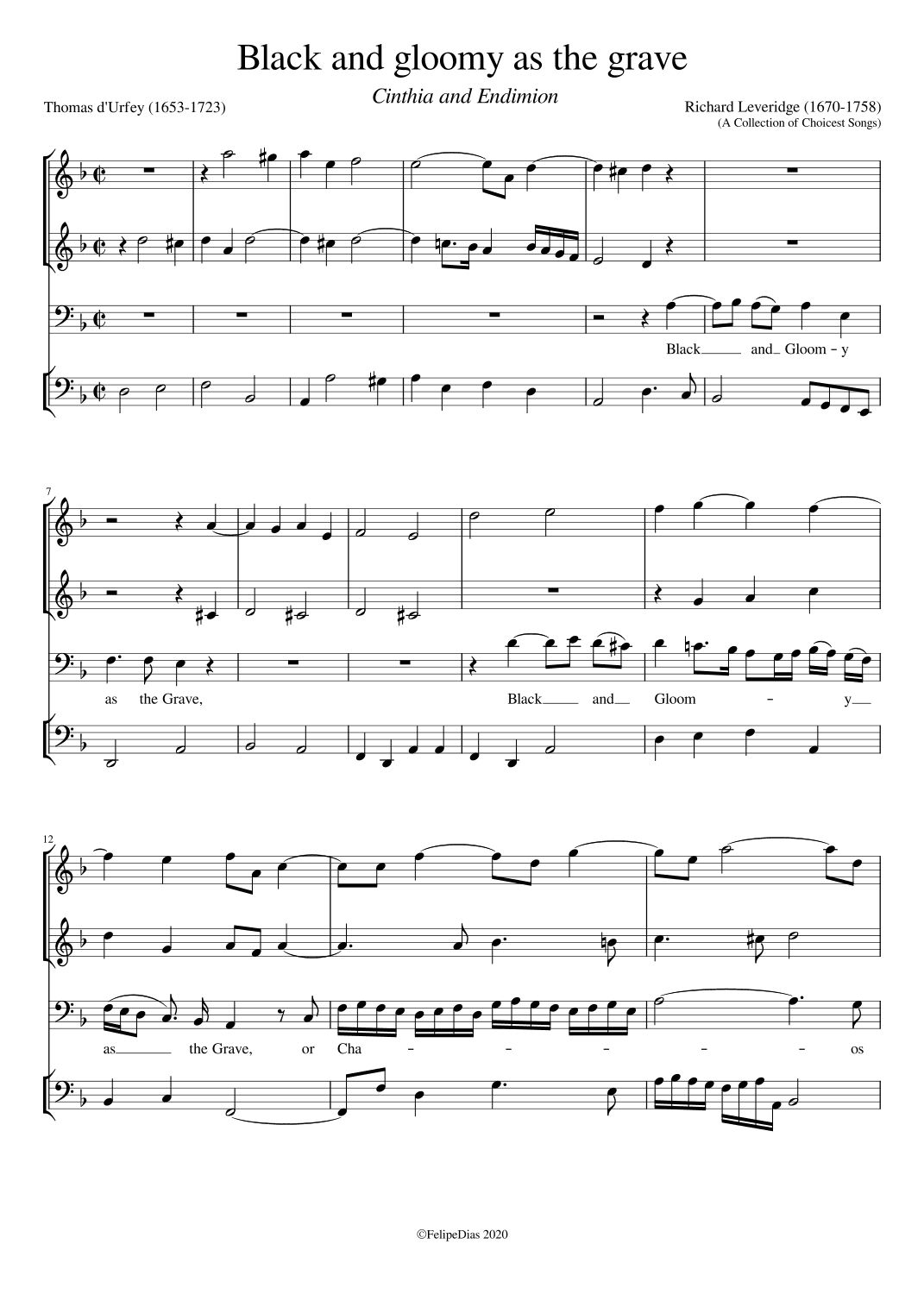 Black and Gloomy as the Grave (arr. Early Music Scores)