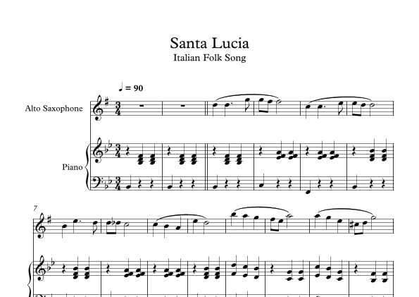 Santa Lucia - Italian Folk Song (Alto Sax + Piano) (arr. Digital Book Music)