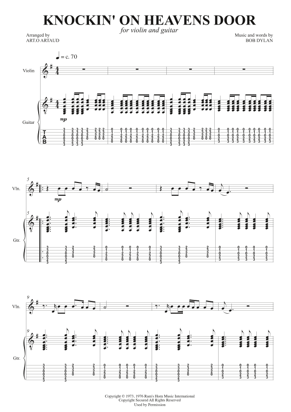 Knockin' On Heaven's Door (arr. Art.o Artaud)
