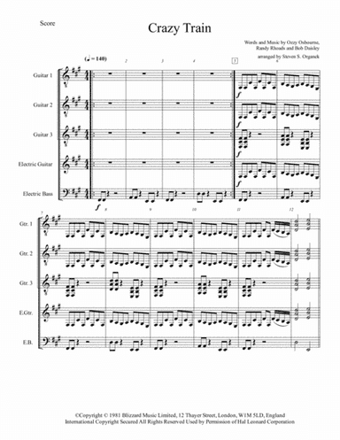 Crazy Train (arr. Steven S Organek)