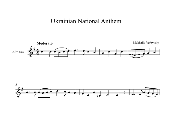 Ukrainian National Anthem - Mykhailo Verbytsky (Alto Sax) (arr. Digital Book Music)