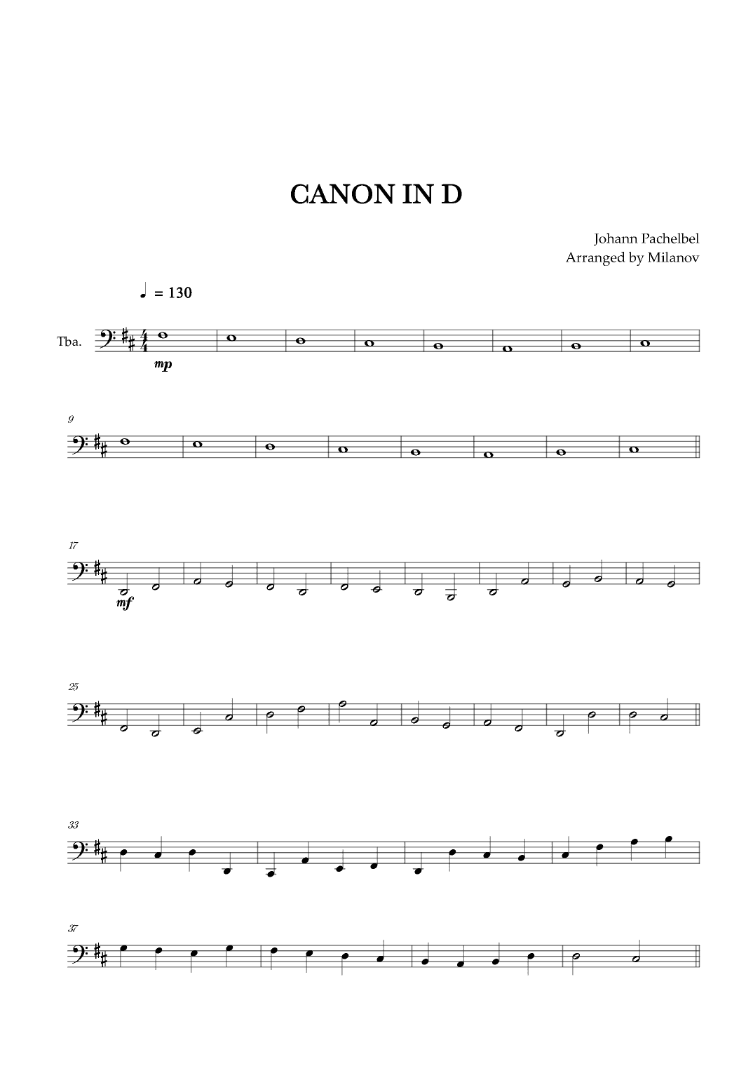 Canon in D | Pachelbel | Tuba (arr. Milanov)