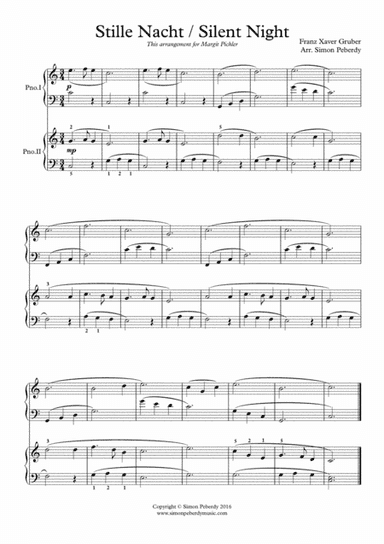 Stille Nacht / Silent Night, easy arrangement for 2 pianos by Simon Peberdy (arr. Simon Peberdy)