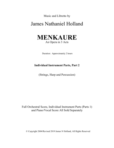 Menkaure, An Opera in Three Acts, Individual Instrument Parts (Strings, Harp, Percussion) Part 2