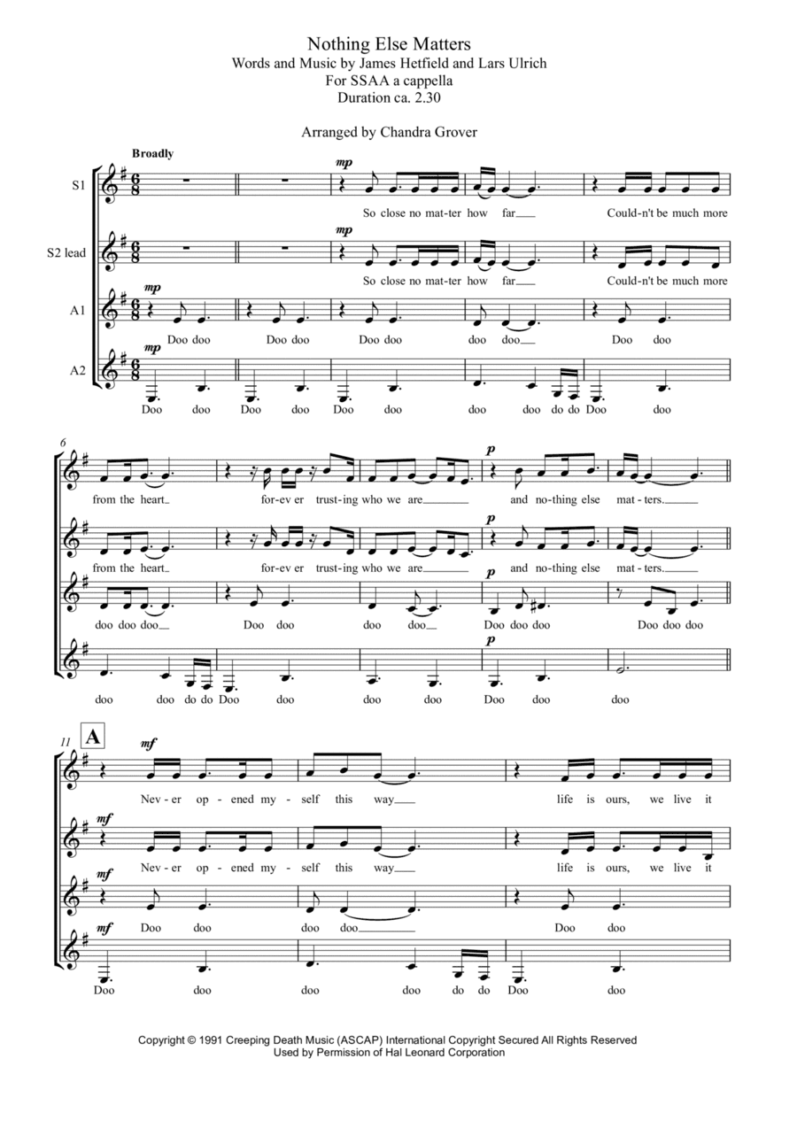 Nothing Else Matters (arr. Chandra Grover)