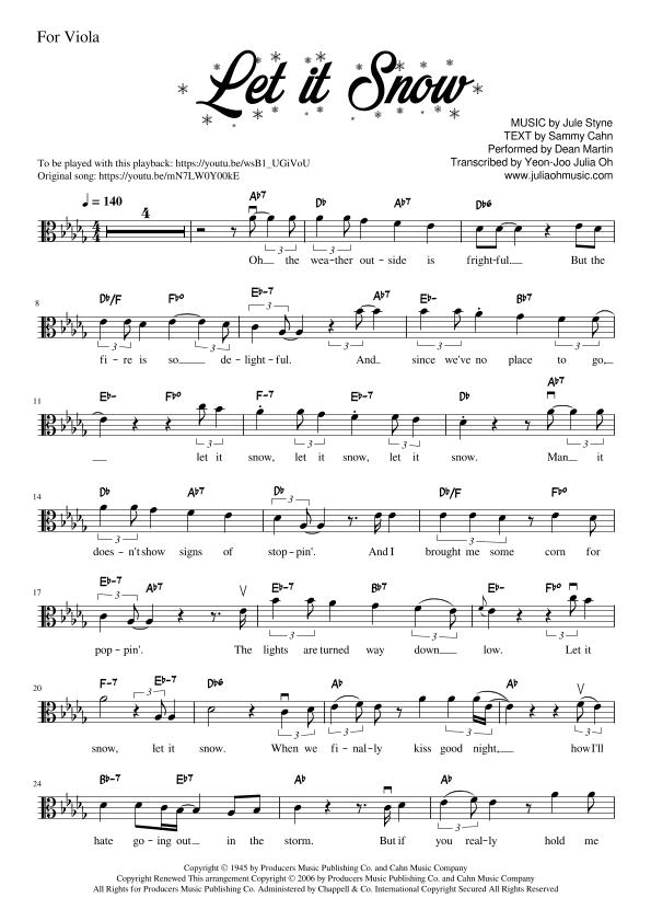 Let It Snow! Let It Snow! Let It Snow! (arr. Julia Yeon-Joo Oh)