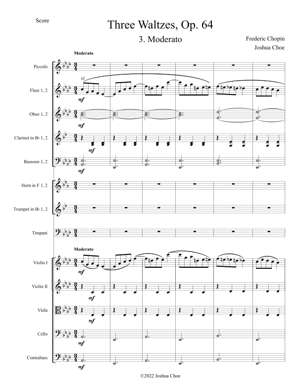 Waltz No. 8 in A-Flat Major, Op. 64, No. 3 (arr. Joshua Choe)