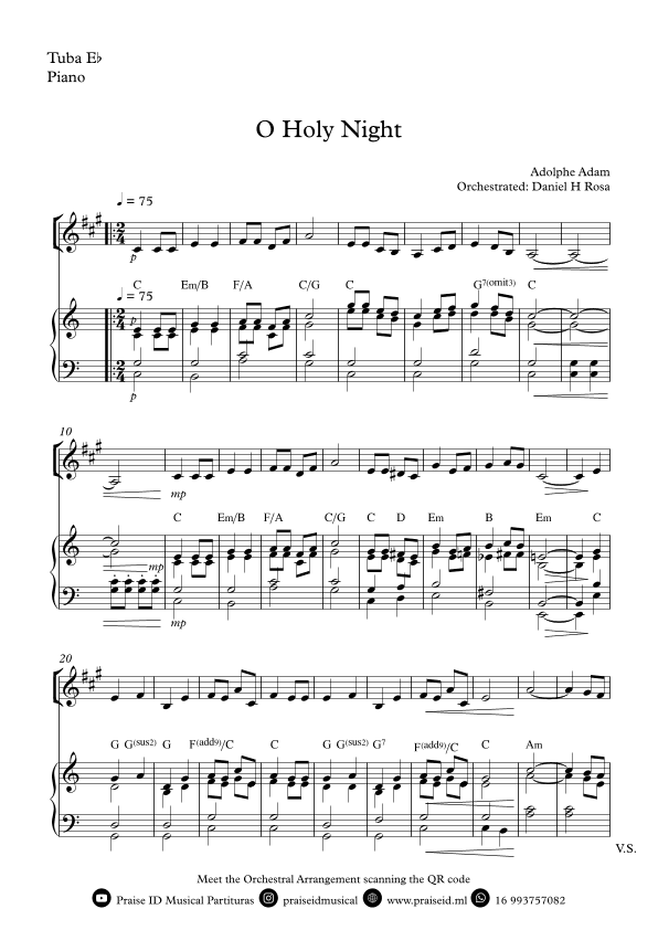 O Holy NIght - Christmas Carol - Eb Tuba and Piano (arr. Daniel H Rosa)