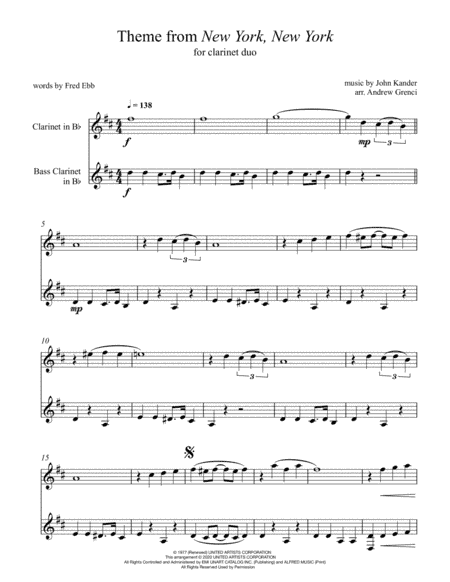 Theme From "new York, New York" (arr. Andrew Grenci)