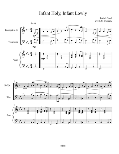 Infant Holy, Infant Lowly (Trumpet and Trombone Duet with Piano Accompaniment) (arr. B. C. Dockery)