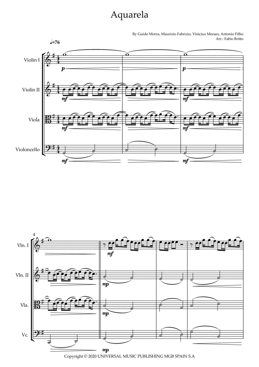 Aquarela-toquinho (arr. Fabio Britto)