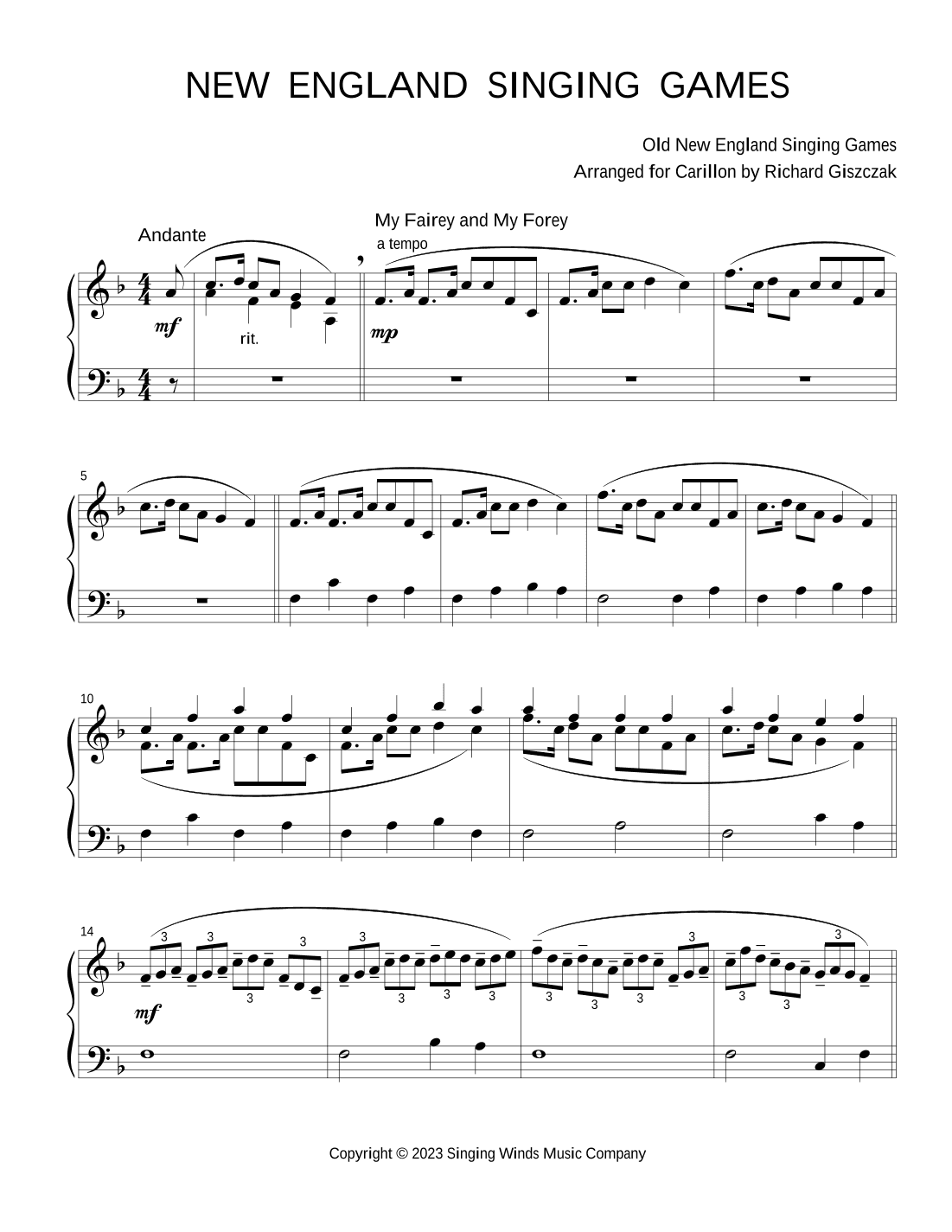 New England Singing Games (medley) (arr. Richard Giszczak)