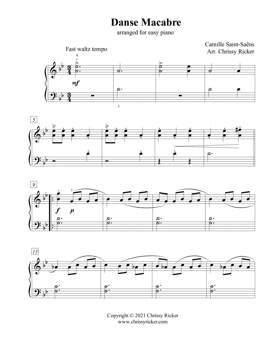 Danse Macabre - easy piano (arr. Chrissy Ricker)