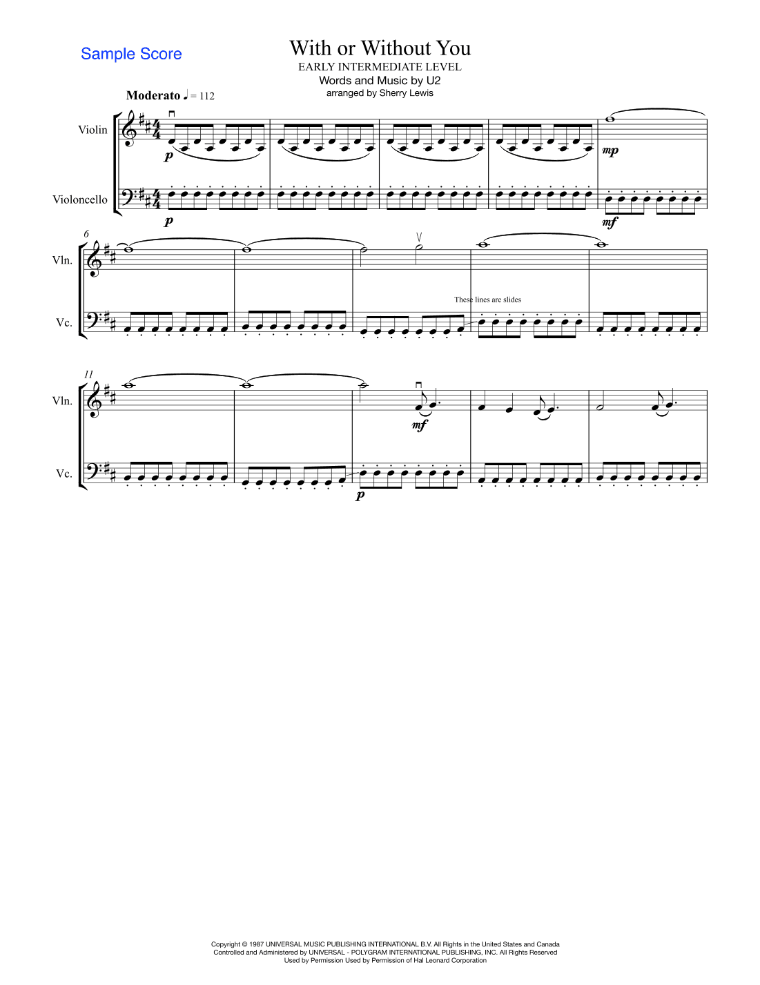 With Or Without You (arr. Sherry Lewis)