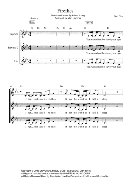 Fireflies (arr. Matt Lammin)