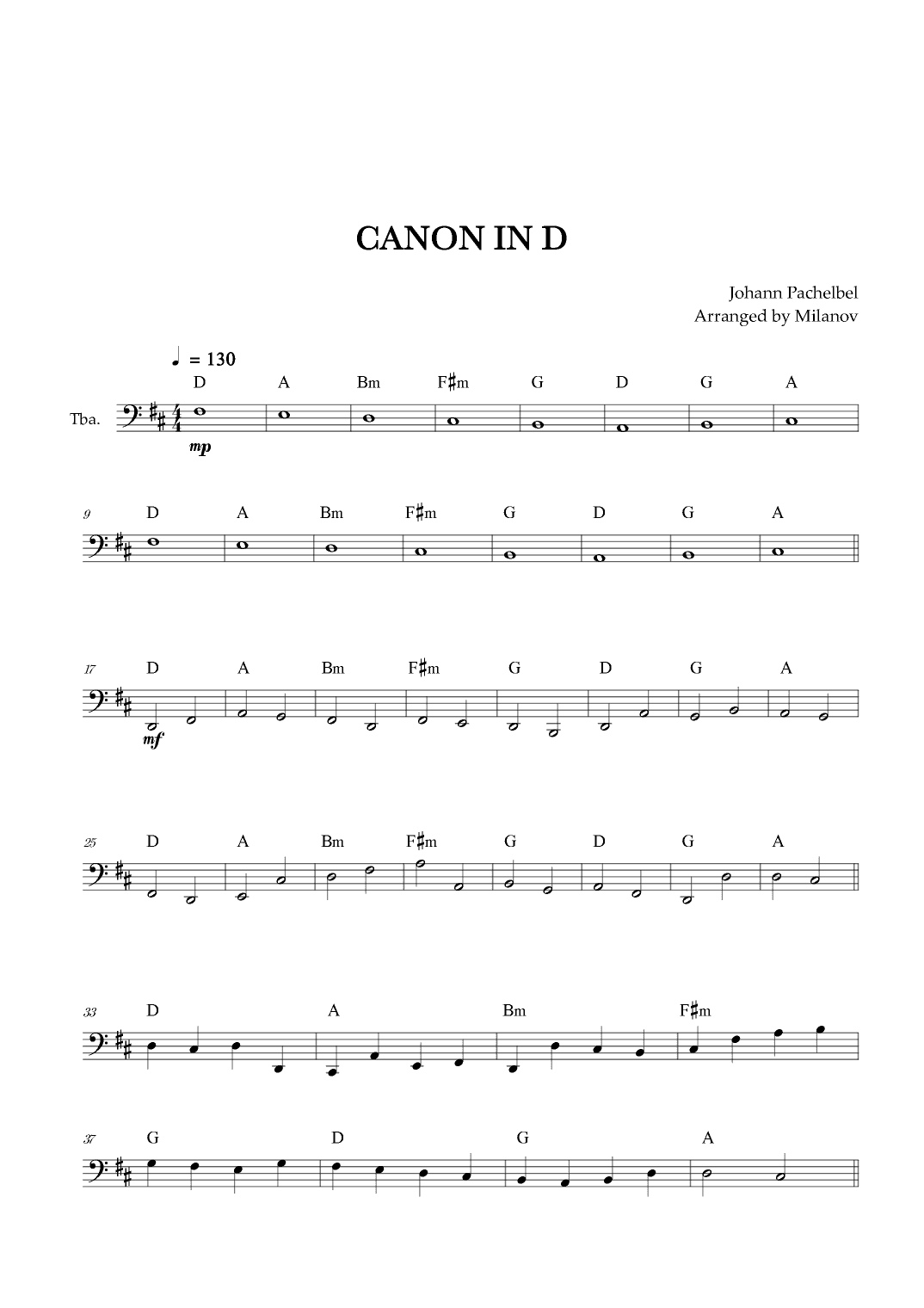 Canon in D | Pachelbel | Tuba (arr. Milanov)