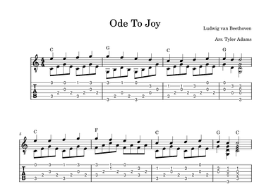 Ode To Joy (Intermediate Solo Guitar) (arr. Tyler Adams)