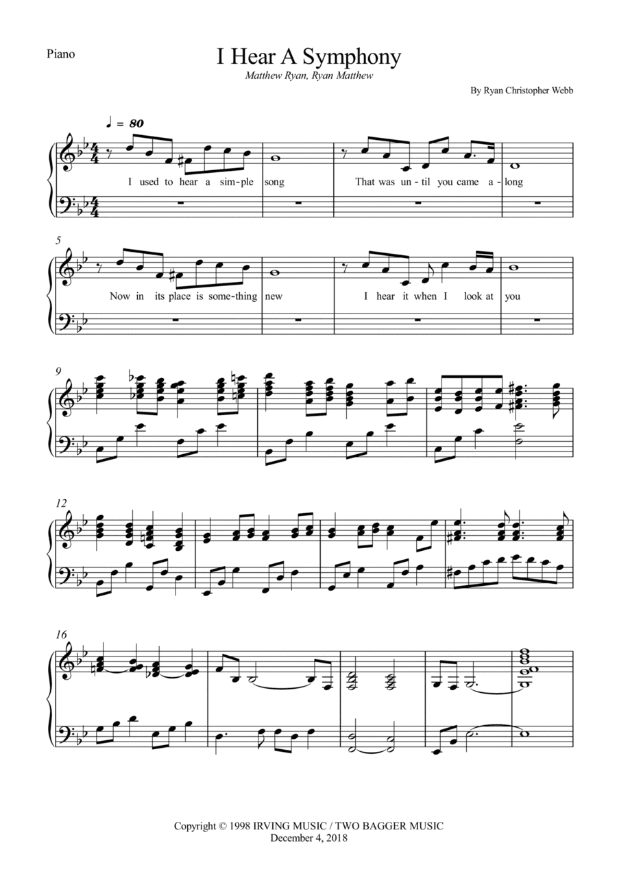 I Hear A Symphony (arr. Wesley S. SIlva)