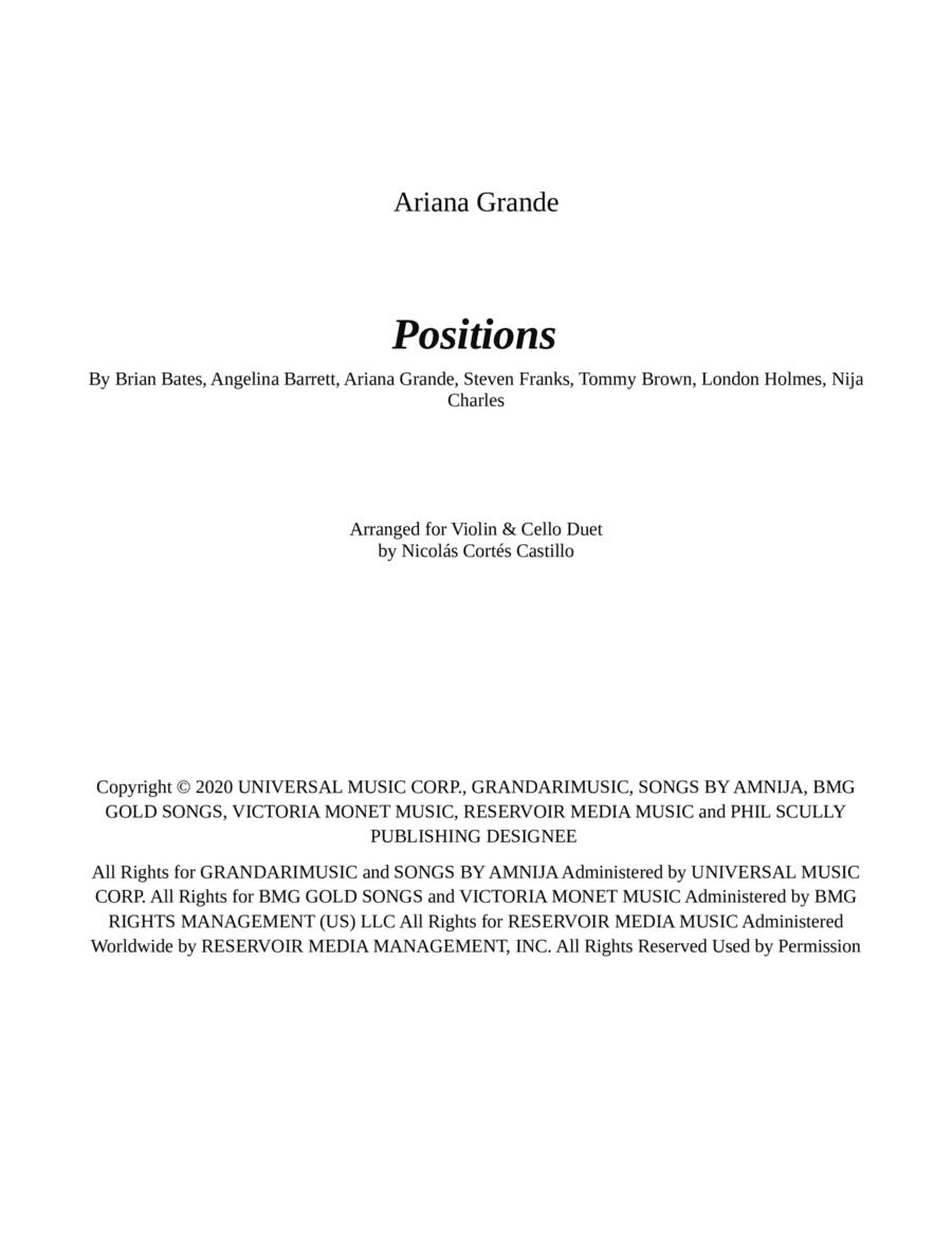 Positions (arr. Nicolás Cortés Castillo)