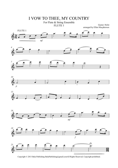 I VOW TO THEE, MY COUNTRY - Flute & String Ensemble - ALL PARTS (arr. Ellen Macpherson)