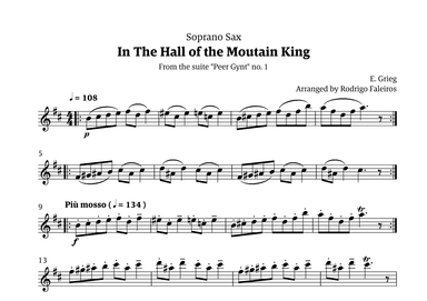 In the Hall of the Mountain King (for soprano sax solo) (arr. Rodrigo Faleiros)