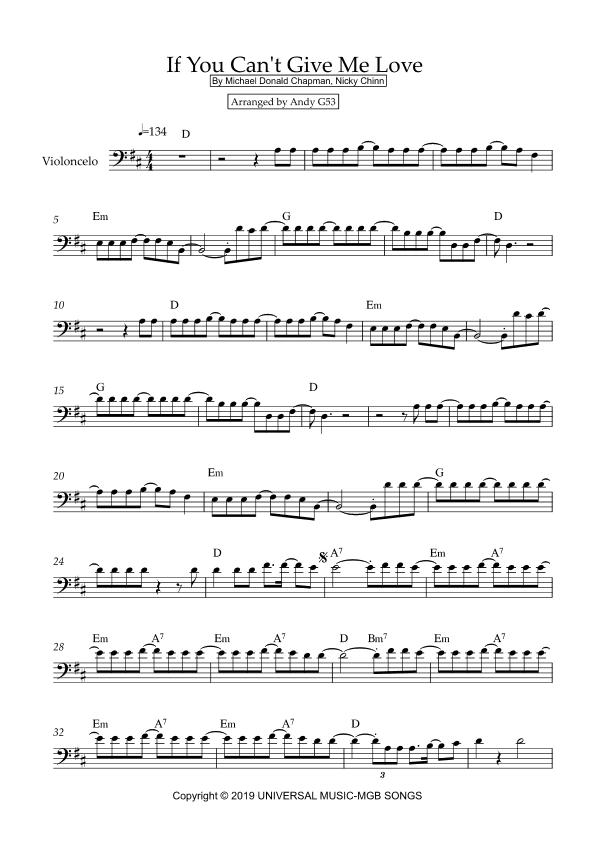 If You Can't Give Me Love (arr. Andy G53)