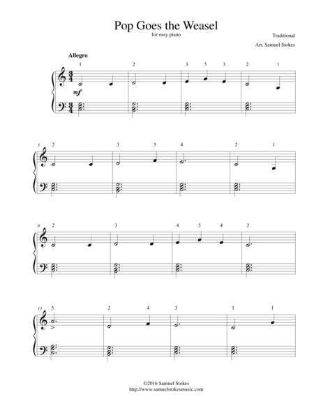 Pop Goes the Weasel - for easy piano (arr. Samuel Stokes)