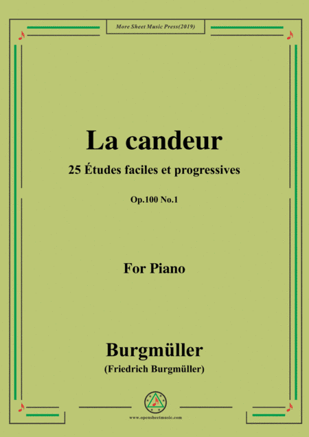 Burgmüller-25 Études faciles et progressives, Op.100 No.1,La candeur (arr. MSM)