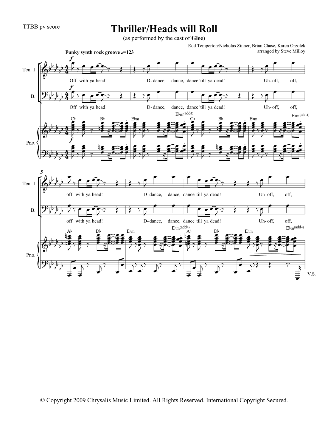 Thriller/heads Will Roll (arr. Steve Milloy)