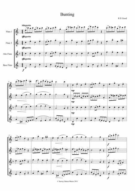 Bunting (classical-style piece for four-part flute choir)