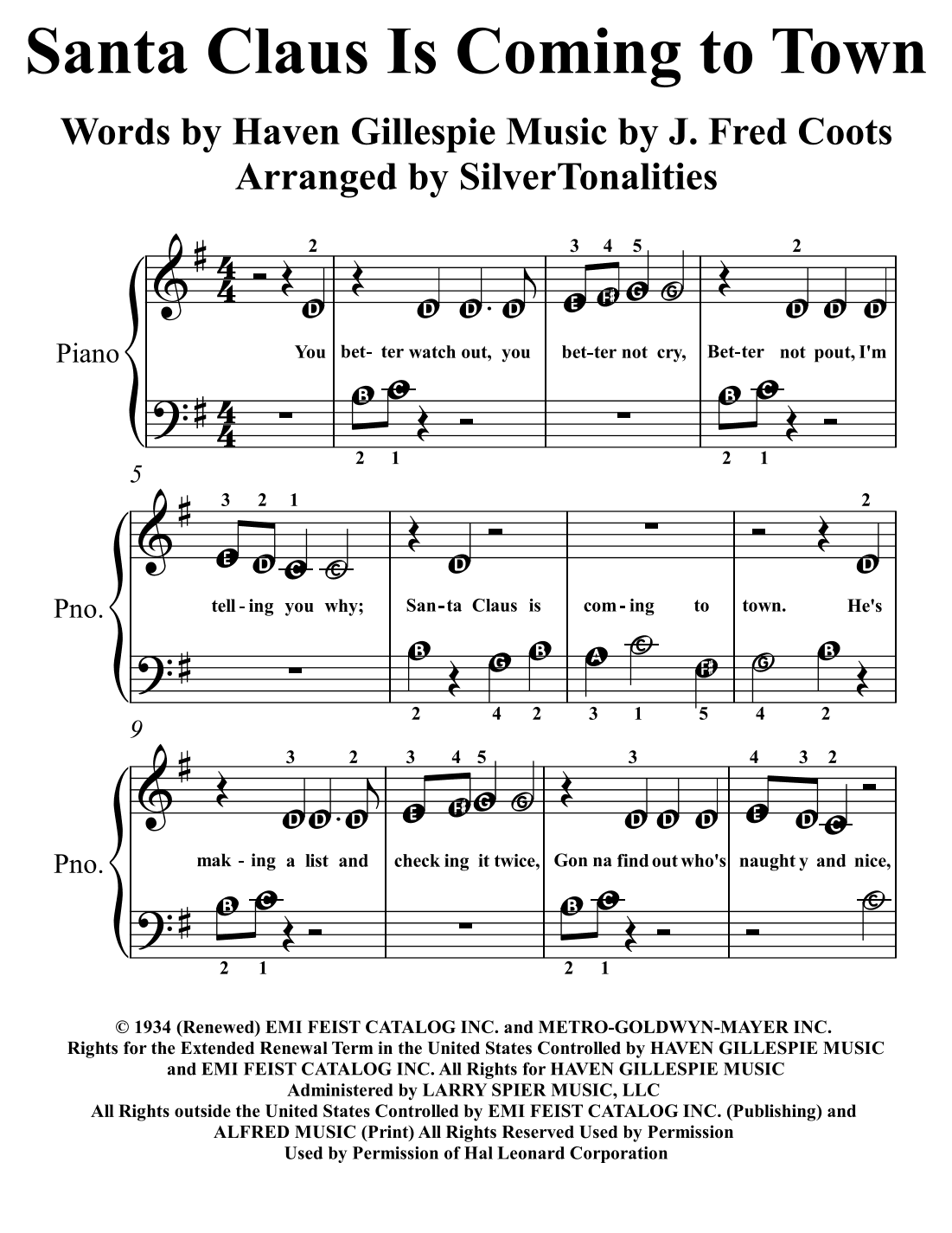 Santa Claus Is Comin' To Town (arr. SilverTonalities)
