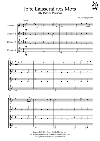 Je Te Laisserai Des Mots (arr. Thiago Joseph)