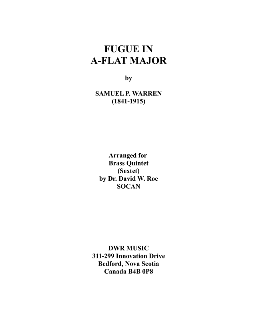 Fuge in A-flat Major (Samuel P. Warren 1841-1915) (arr. DWR MUSIC PUB.)
