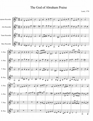 The God of Abram Praise for Recorder Quartet (arr. Harmony Corelli)
