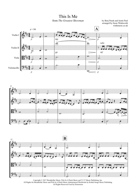 This Is Me (arr. Susie Winkworth winkmusic.co.uk)