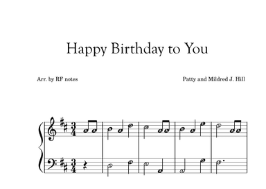 Happy Birthday to You (arr. RF notes)