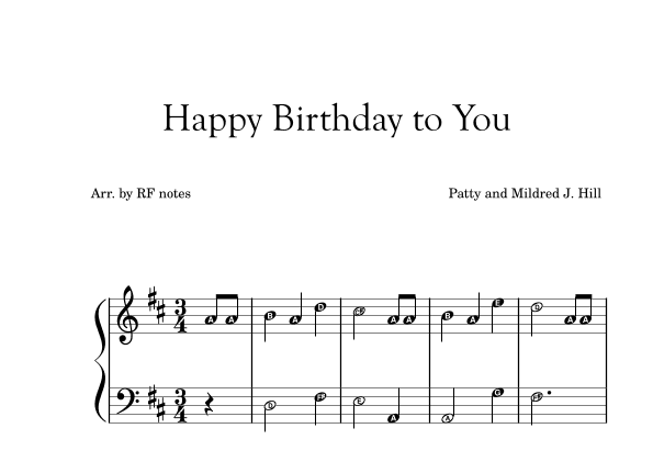 Happy Birthday to You (arr. RF notes)