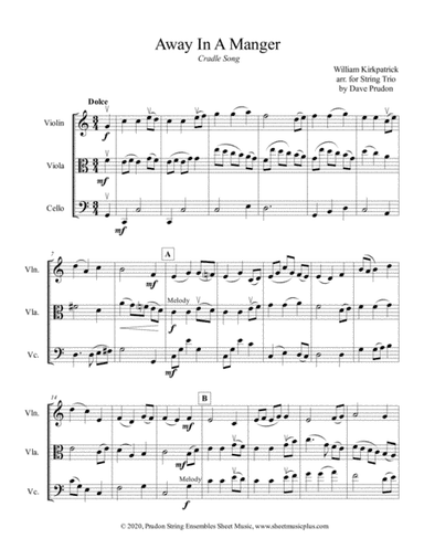 Away In A Manger (Cradle Song) for String Trio (arr. Dave Prudon)