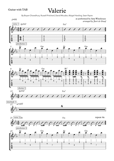 Valerie (arr. Joeri de Graaf)