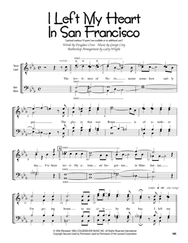 I Left My Heart In San Francisco (arr. Larry Wright)