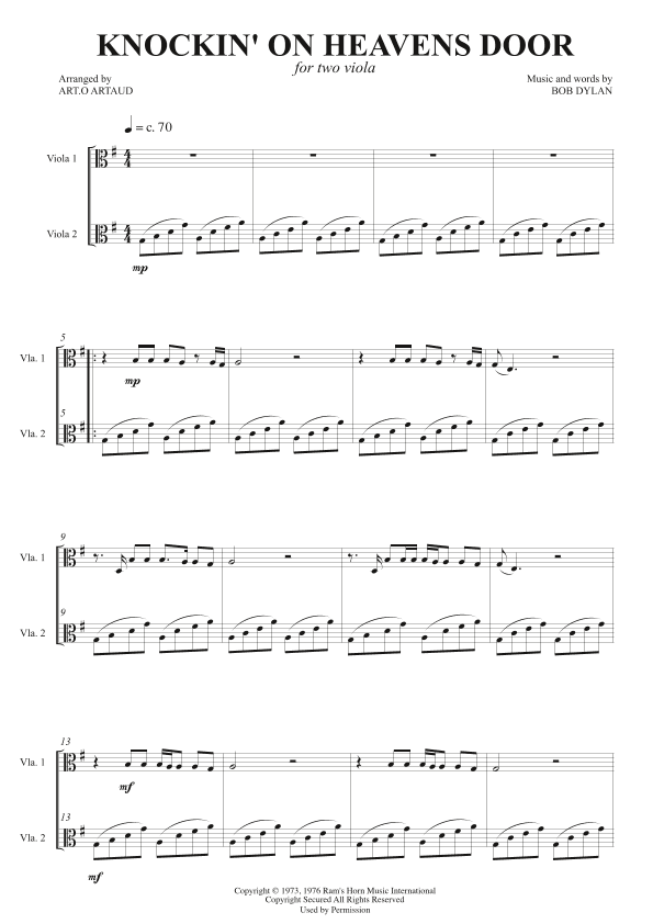 Knockin' On Heaven's Door (arr. Art.o Artaud)