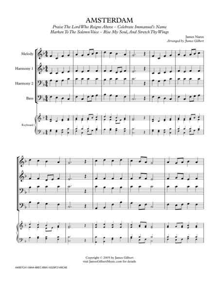AMSTERDAM (Praise The Lord Who Reigns Above) (arr. James Gilbert)