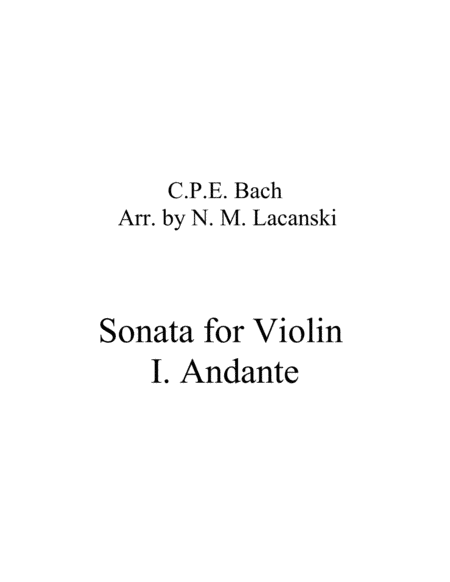 Sonata in A Minor for Violin and String Quartet I. Andante (arr. Nick Lacanski)