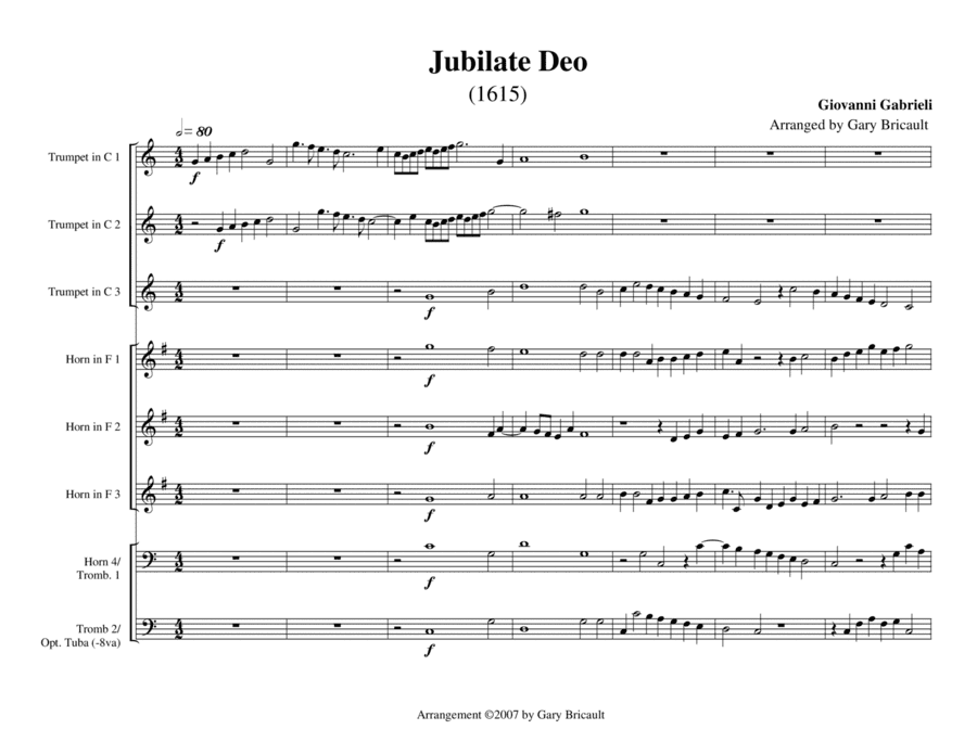 Jubilate Deo (1615) (arr. Gary Bricault)