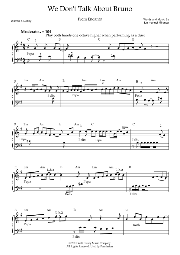 We Don't Talk About Bruno (arr. Warren & Debby)