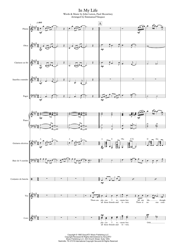 In My Life (arr. Emmanuel Christian Vazquez Miguel)