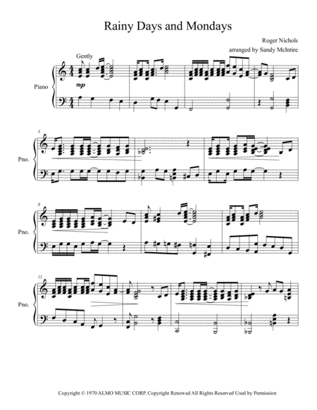 Rainy Days And Mondays (arr. Sandy McIntire)