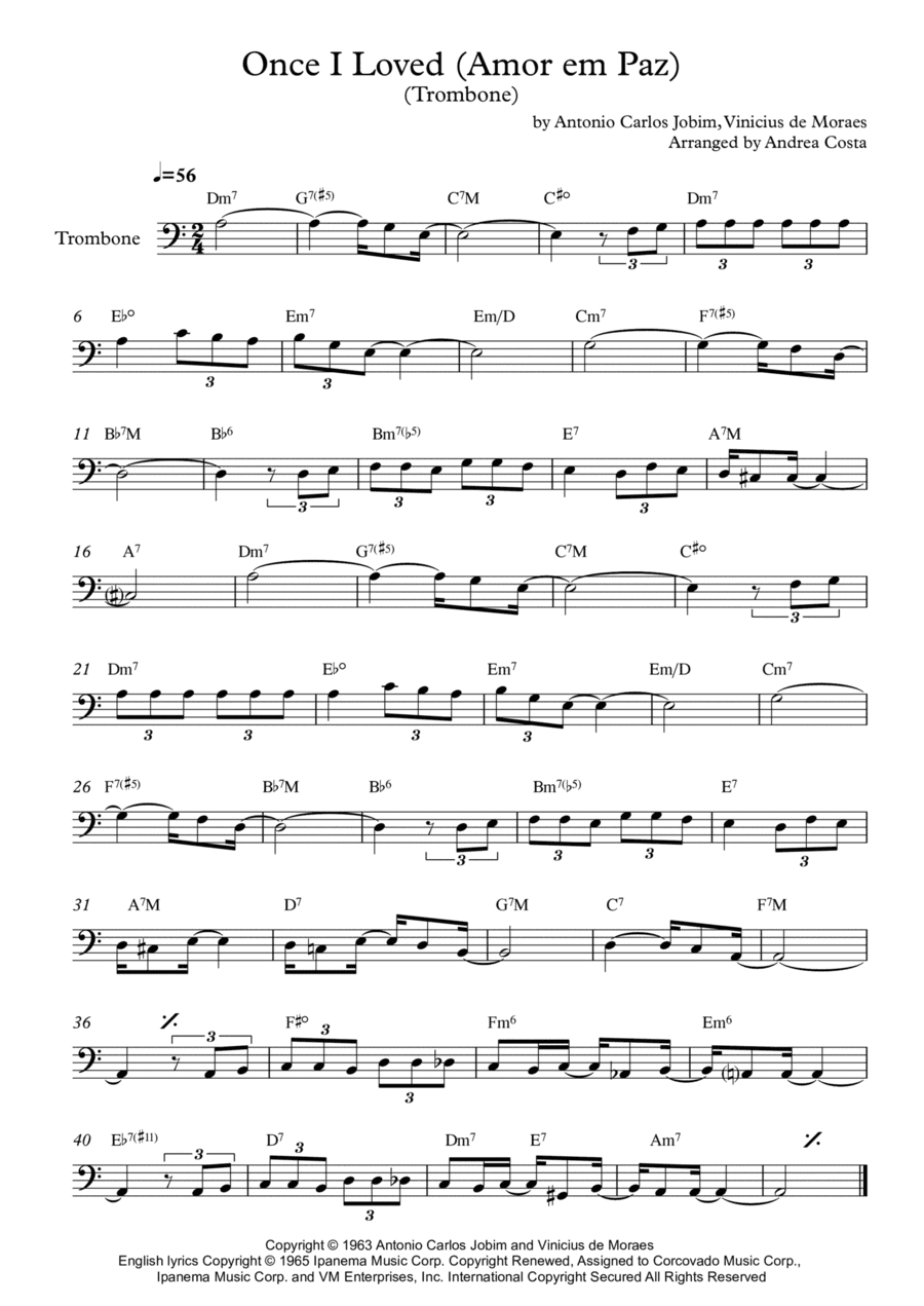 Once I Loved (amor Em Paz) (love In Peace) (arr. Andrea Costa)
